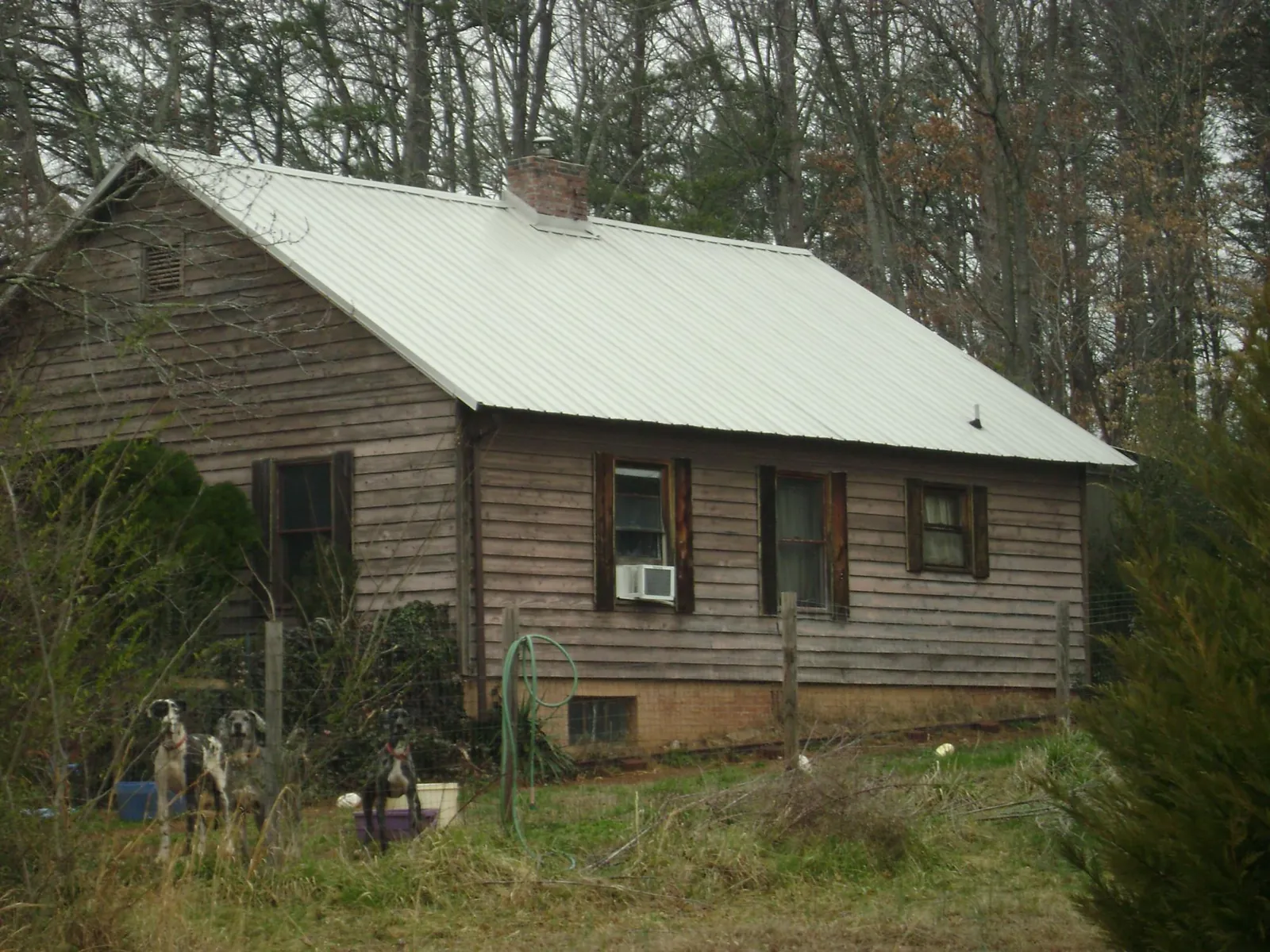 White metal roof on an old wood sided farmhouse, from a Asphalt Shingle Roof Repair job in Pearl